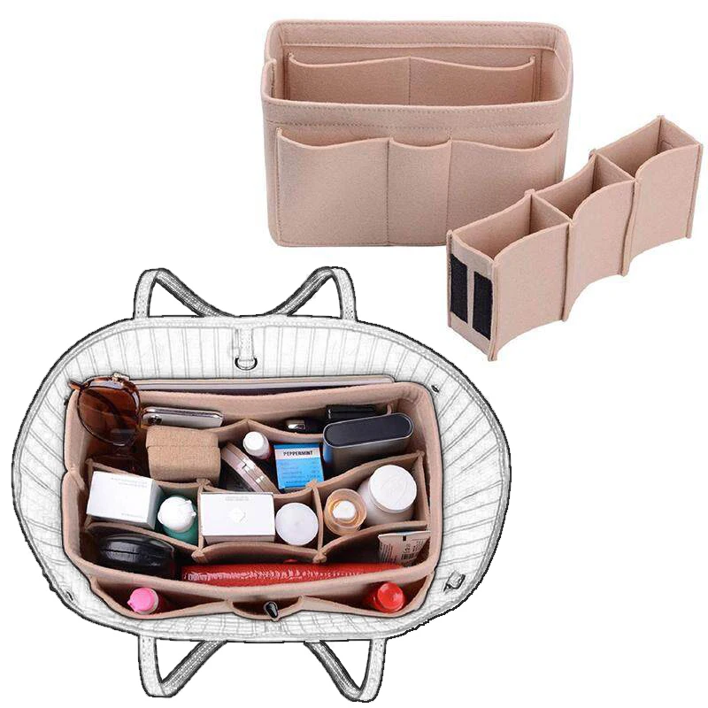 EverToner Felt Handbag Insert Organiser Felt Bag Organizer Handbag Tote Bag in Bag Organizer for LV Speedy Neverfull Longchamp