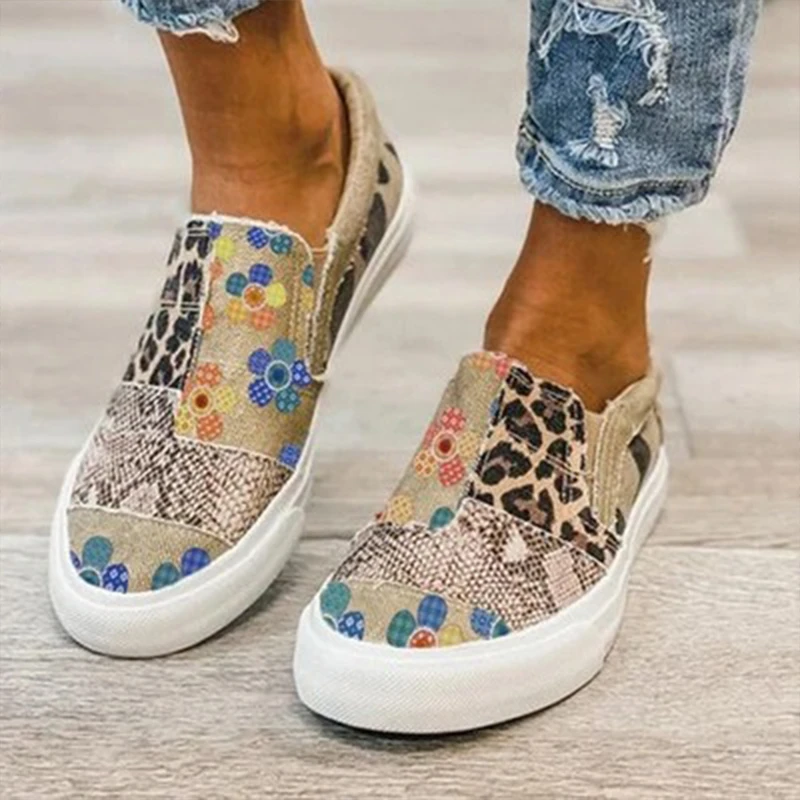 zapatillas deporte mujer plataforma mujer de vestir mujer zuecos tacones plataforma tenis mujer Comemore zapatos informales sin cordones para mujer, mocasines cómodos de Ballet, leopardo, otoño|Zapatos planos de mujer| -