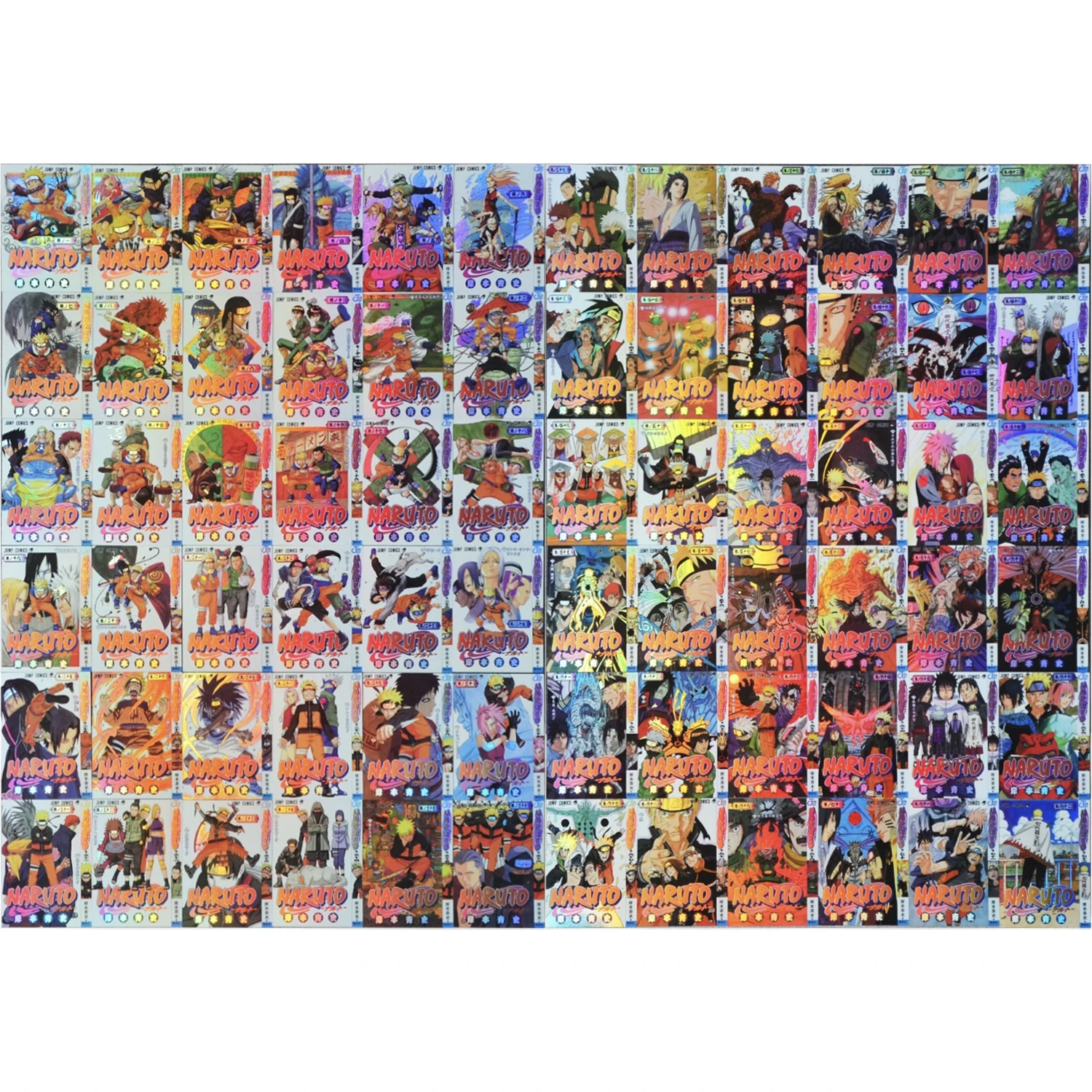 72Pcs/set Naruto Comic Cover Book Spine Series Laser Flash Card Uzumaki Naruto Uchiha Sasuke Classic Anime Collection Cards Toy