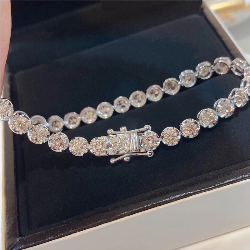 Sdaada7f8aa924eb49a7b57b5df43177bz Aazuo Fine Jewelry Real 18K White Gold Natrual Diamond 5.0ct Classic Tennis Bracelets For Woman Upscale Trendy Engagement Party