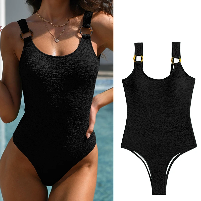 

Новинка 2024, пикантный слитный купальник пуш-ап с открытой спиной, монокин, Женский облегающий однотонный купальный костюм бикини