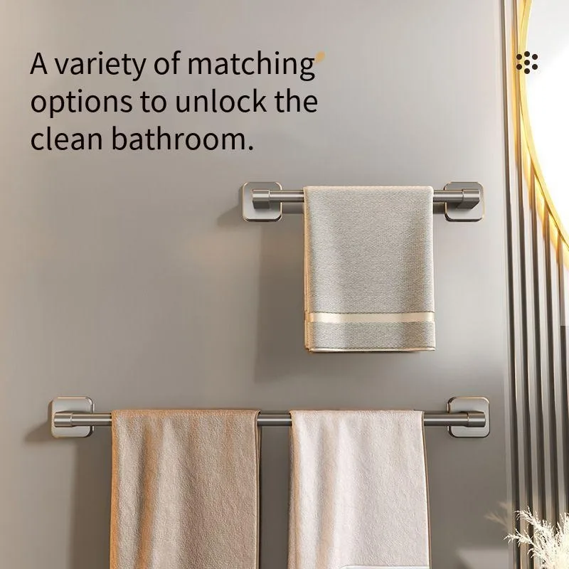 Non-punching Towel Bars Bathroom Accessories Household Aluminium Alloy Wall Mount Multi-function Racks Easy To Install Durable