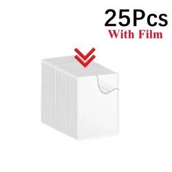 Transparent Kpop Card Sleeve with Protective Film - Clear Photo and Game Card Holder Cover (A-25pcs(with film))