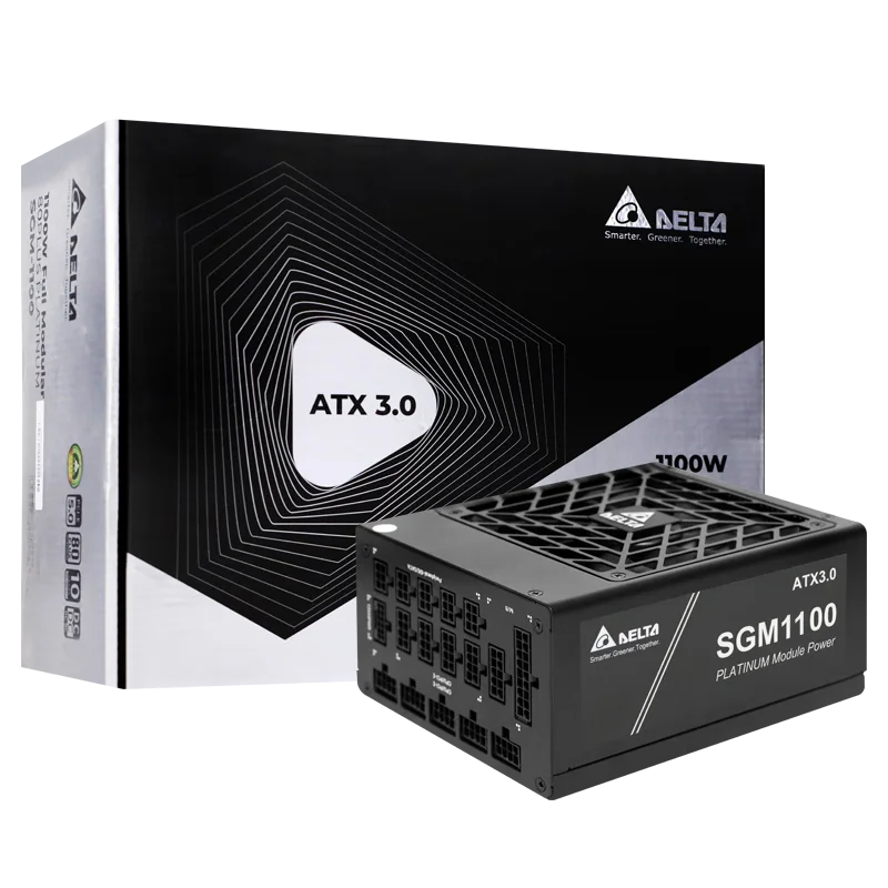Delta(델타) Sgm1100W 단일 채널 12V 플래티넘 풀 모드 풀 전압 데스크탑 컴퓨터 전원 공급 장치 Atx3.0/Pcie5.0/50 시리즈 그래픽 카드 지원