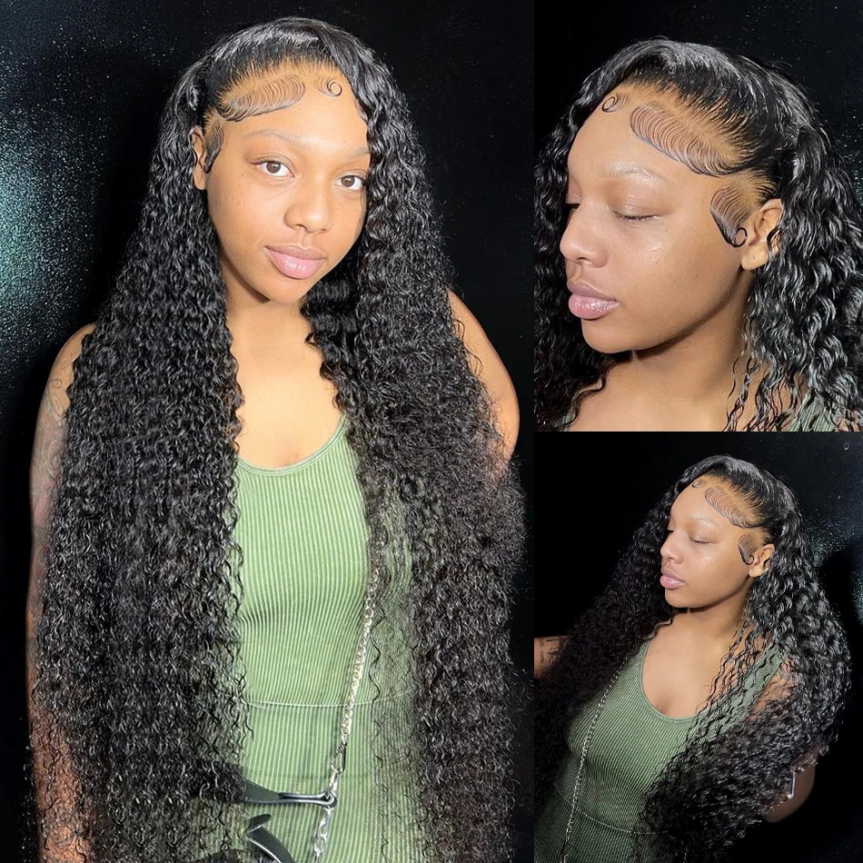 13x4 Deep Wave Frontal Wig HD Transparent Lace Frontal Wig Water Wave Lace Front Wig Curly Wig Human Hair Wigs For Women T Remy