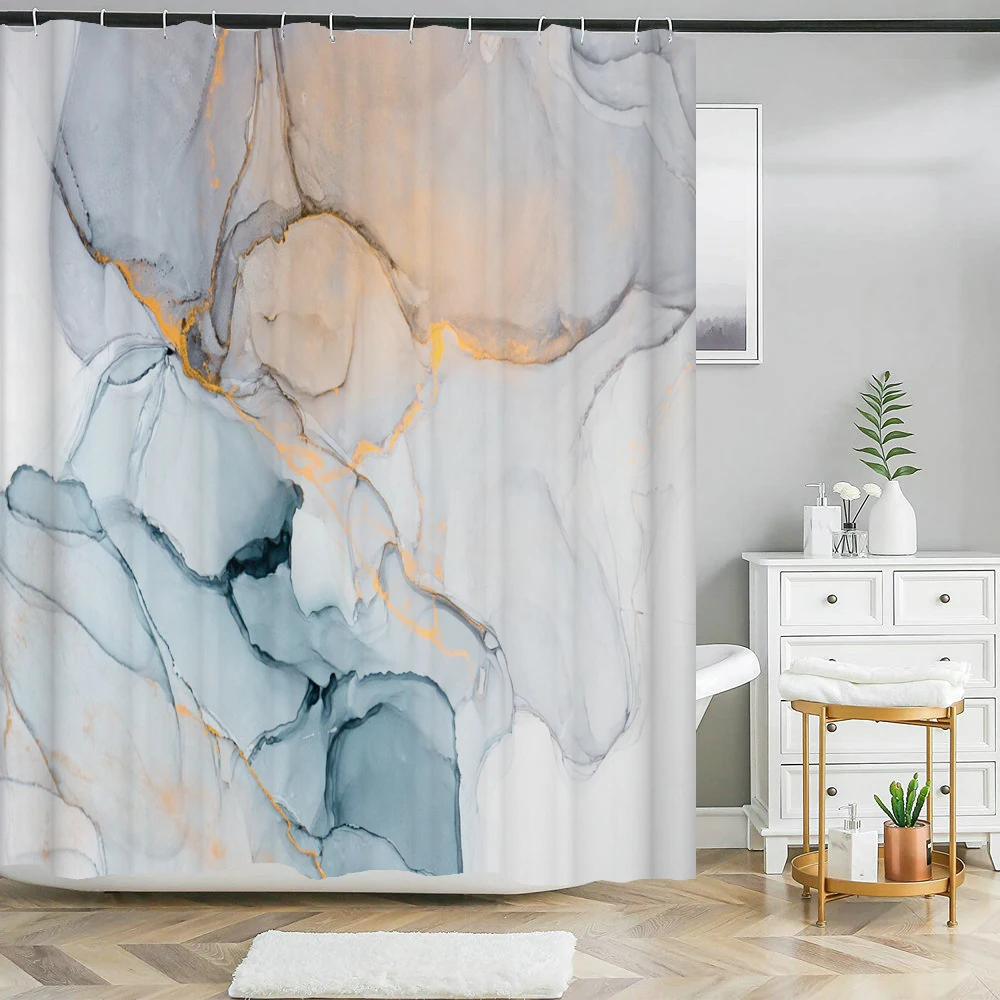 

Marble Ripple Shower Curtain Art Abstract Striped Polyester Waterproof Bath Curtains for Bathroom home Decor bathroom curtain
