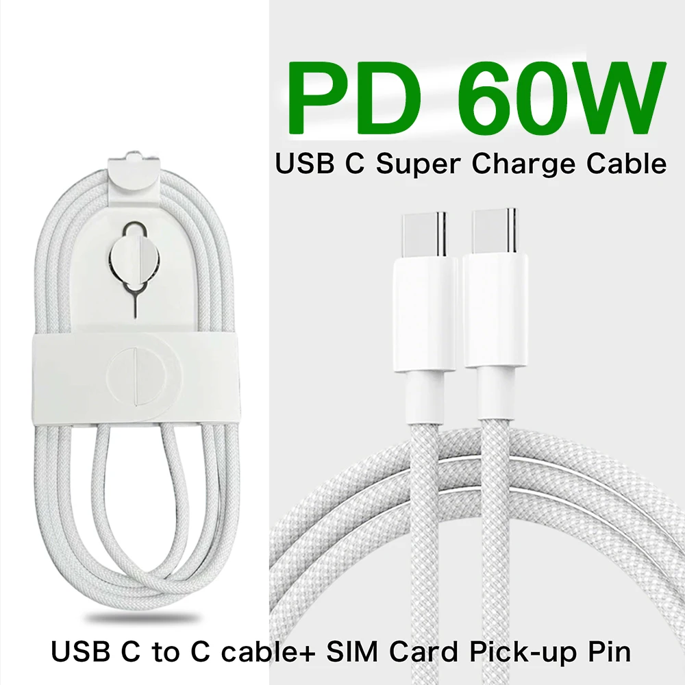 ตัวเลือกสินค้า สายชาร์จ PD 60W แบบรวดเร็ว สำหรับ iPhone 13/14/15/16 Pro Max Plus