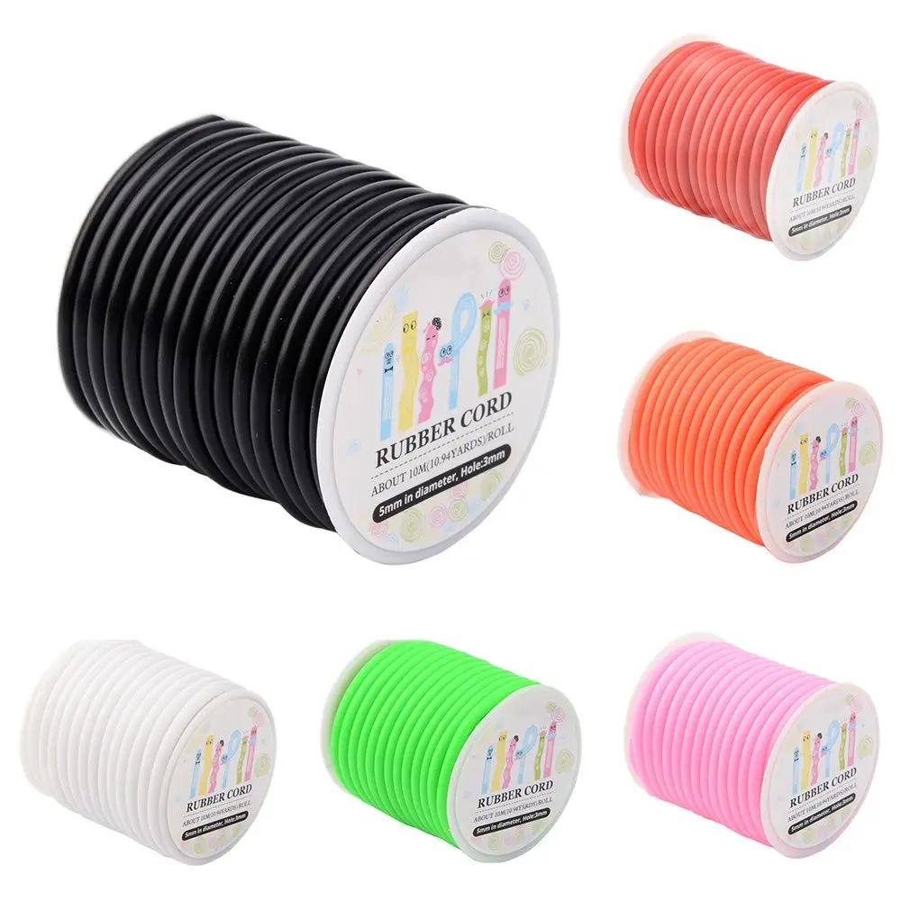 Approx 10.94yards(10m)/Roll 5mm Silicone Rubber Cord HollowThread