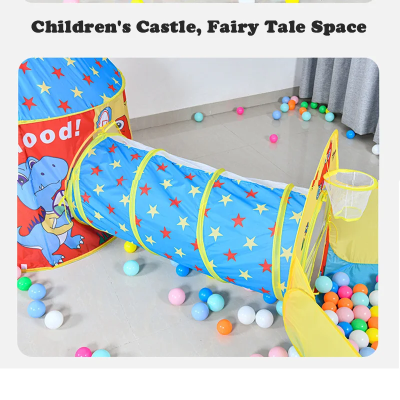 Portable Children's Tent Beach Toys Cartoon Ball Pool Kids Tent 3 in 1 Pop-up Tent Play House Outdoor Child Teepee Toy Tents 5