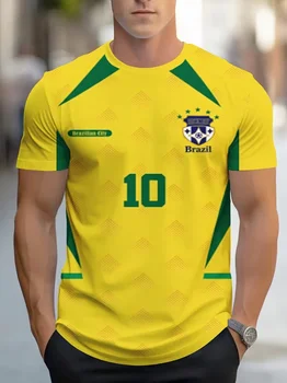 Magliette da Uomo 2026 con Grafica Calcistica, T-Shirt Casual per Tifosi, Abbigliamento Sportivo alla Moda, Maglia del Brasile