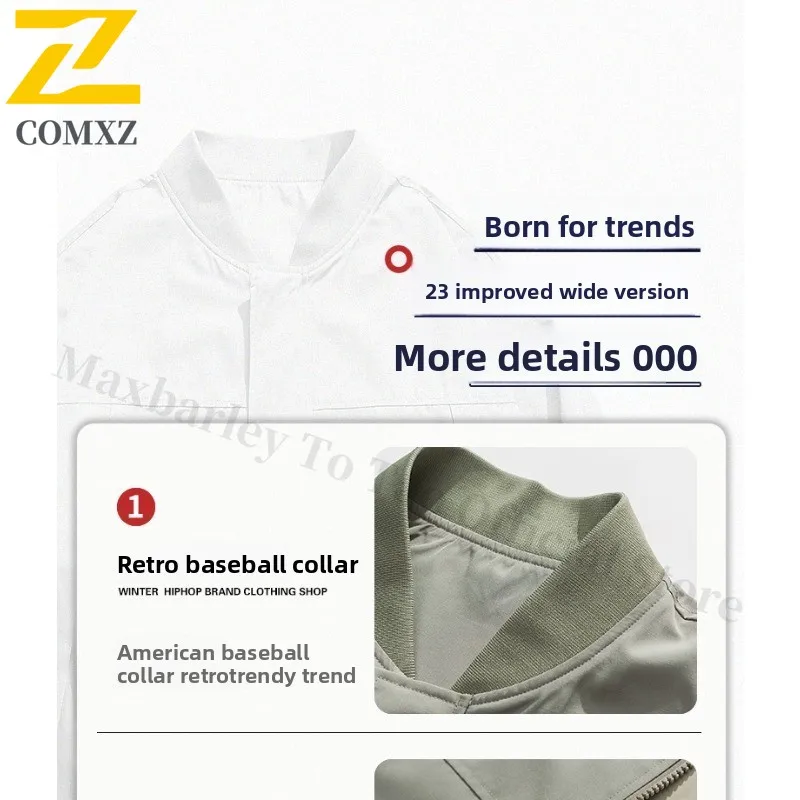 ​Men MA1 Bomber Jacket American Style Retro Workwear Baseball Coat Spring Autumn Loose Functional Windbreaker Casual Outerwear​