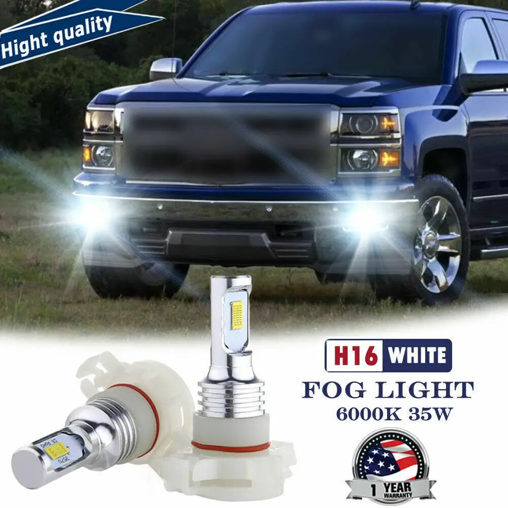 

1 Pair H16 White 4000LM LED Fog Light Bulbs For 2007-2015 Chevy Silverado 1500