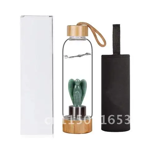 

Natural Crystal Runyangshi 3inch Angel stone glass water bottel Quartz Gemstone Bamboo Glass Elixir Point Hand-Carved Cup wand