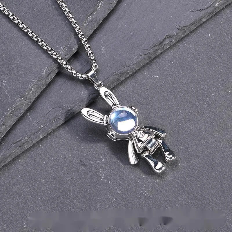 Movable Mechanical Rabbit Pendant Necklace For Couples Hip Hop Style_voghion.com