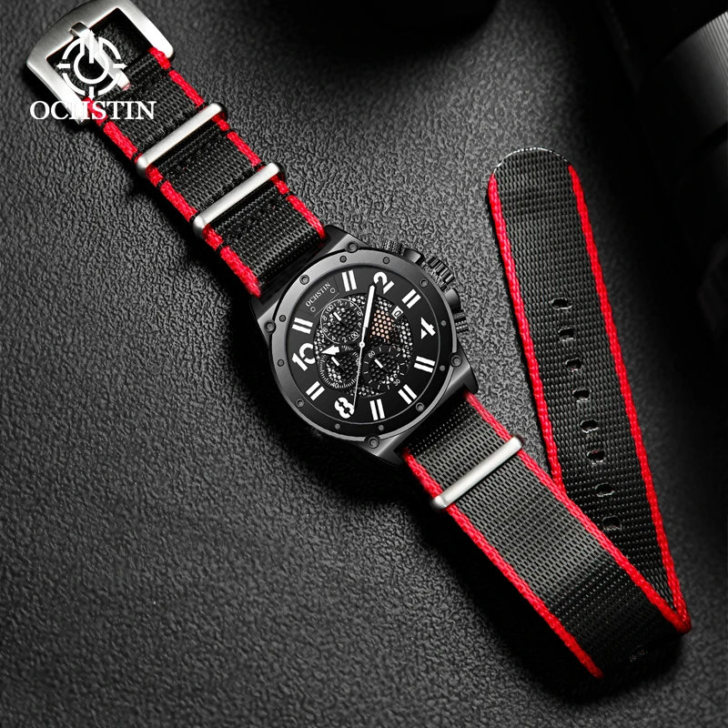 OCHSTIN creative nylon series multi-function quartz core new trend 2024 men's quartz watch men's waterproof wristwatch