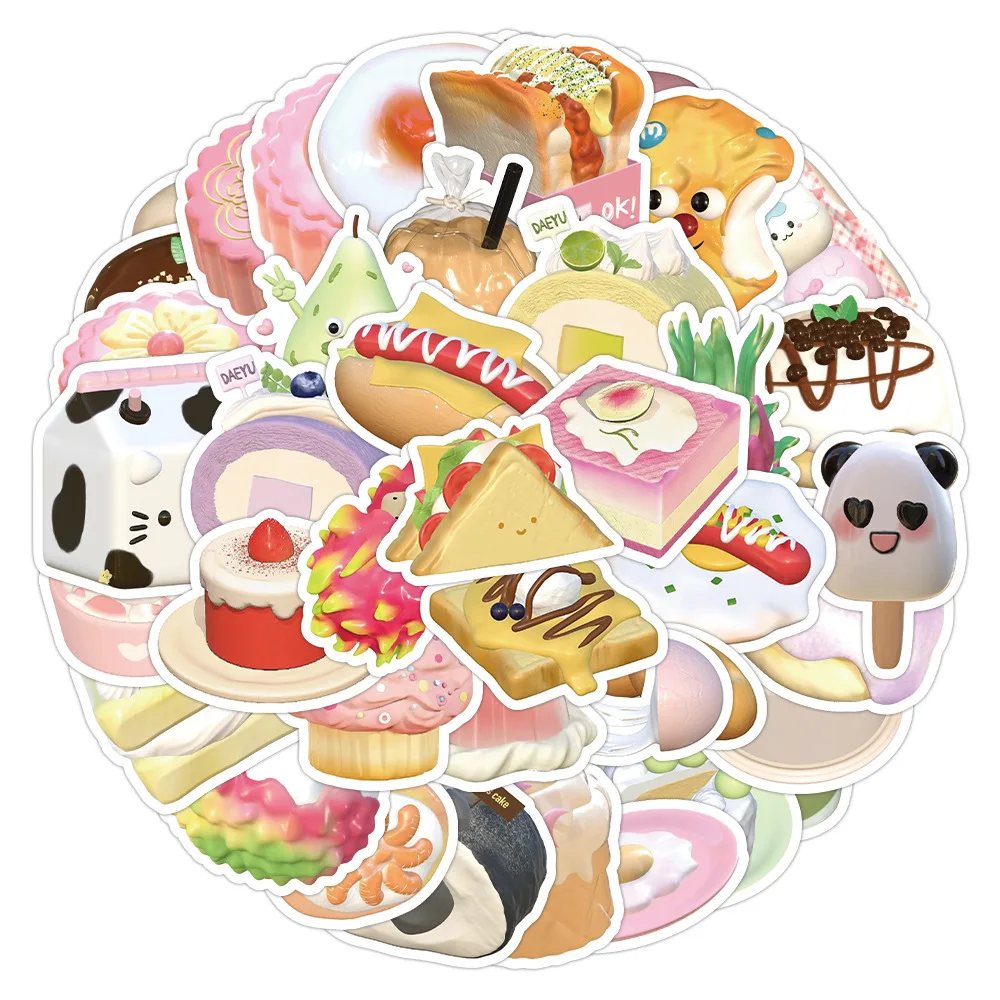 

10/30/60 шт. Милые 3D наклейки с едой Sanrio, украшение для телефона, скейтборда, холодильника, гитары, детские наклейки