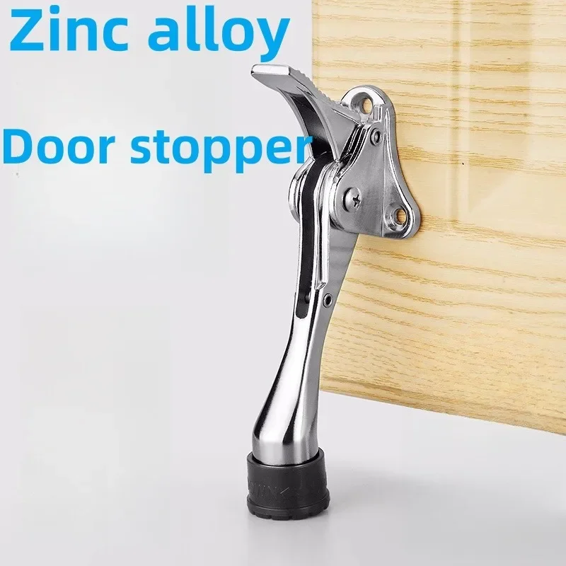 2pcs Adjustable Door Stopper Heavy Duty Mute Zinc Alloy Door Stops with Non-Slip Rubber Tip Hidden Wall Protector Hardware