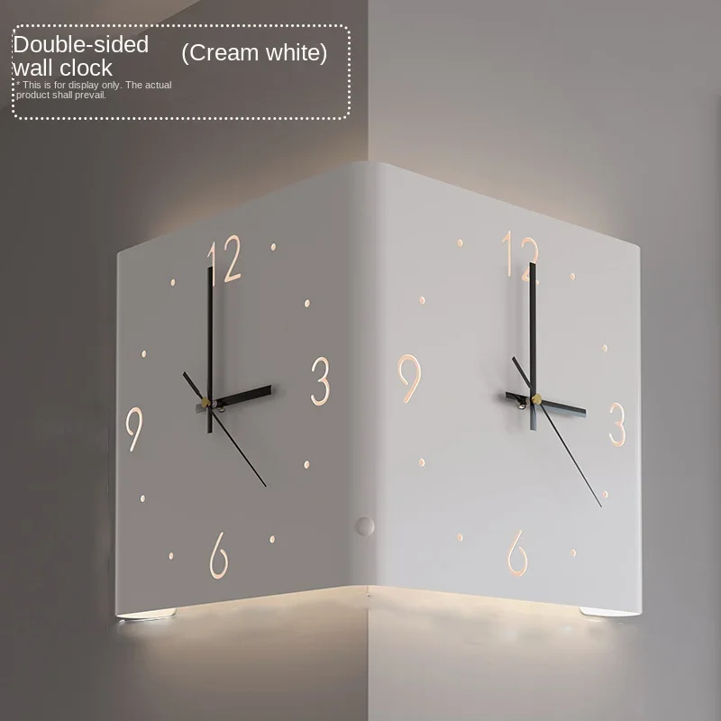 DoubleSidedCornerClockwithLightWallClocksSquareWallClock