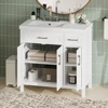 36" Black Bathroom Vanity Cabinet with Resin Integrated Sink - 2 Drawers, 3 Doors 6