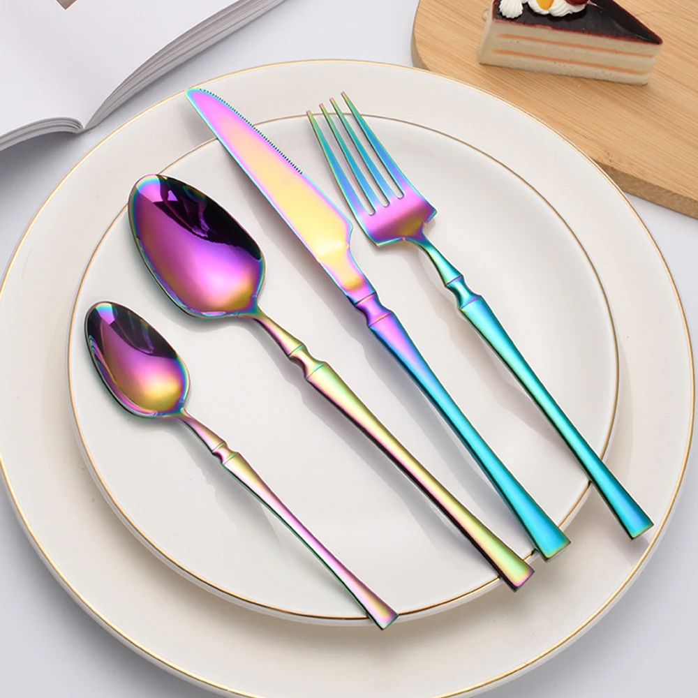 Upscale Gold Dinnerware Set Stainless Steel Tableware Knife Fork Coffee Spoon Flatware Dishwasher Safe Dinner Cutlery Gift 24pcs