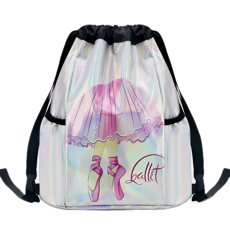 

Children Shimmery Ballet Dance Bag Girl Ballerina Waterproof Drawstring Backpack for Kids Pink Dancing Duffel Daypack Schoolbag