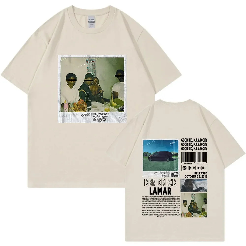 랩퍼 Kendrick Lamar Good Boy 티셔츠 남성 및 여성 의류 힙합 앨범 그래픽 티셔츠 패션 빈티지 오버 사이즈  티셔츠-Freehip.co.kr
