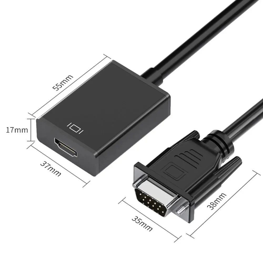 VGA to HDMI Converter Adapter Male to Female Cable With Audio 1080P VGA Adapter for PC Laptop to HDTV Projector