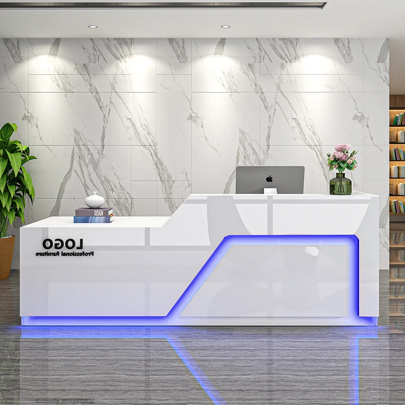 Modern White Reception Desks Office Checkout Counter Bar Counter Cabinet Woman Mostrador Negocio Size