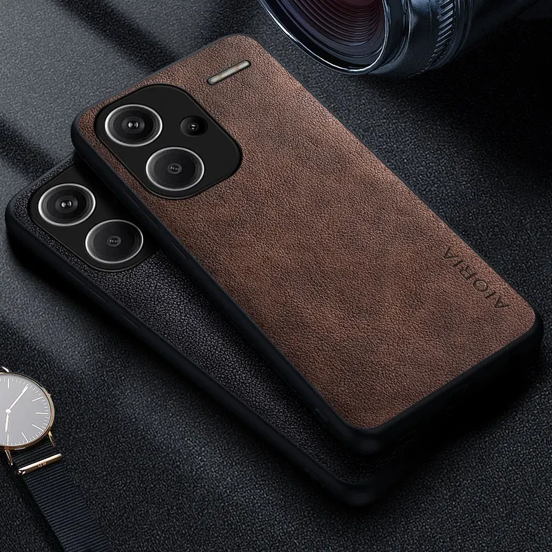 Premium Luxury Leather Phone Case – Business Style Solid Color Cover