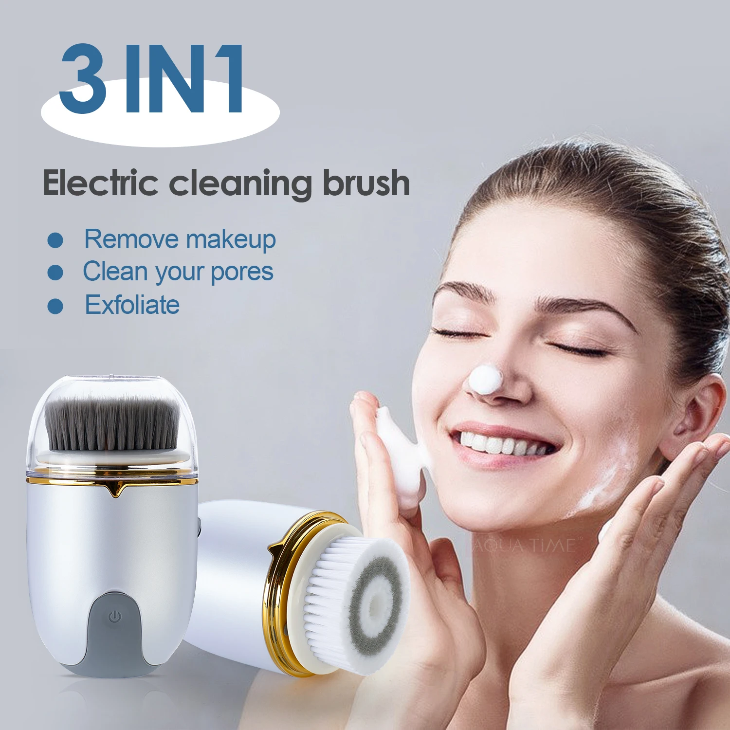 Face Massage Brush Electric Facial Brush Rotating 3 in 1 Face Cleansing