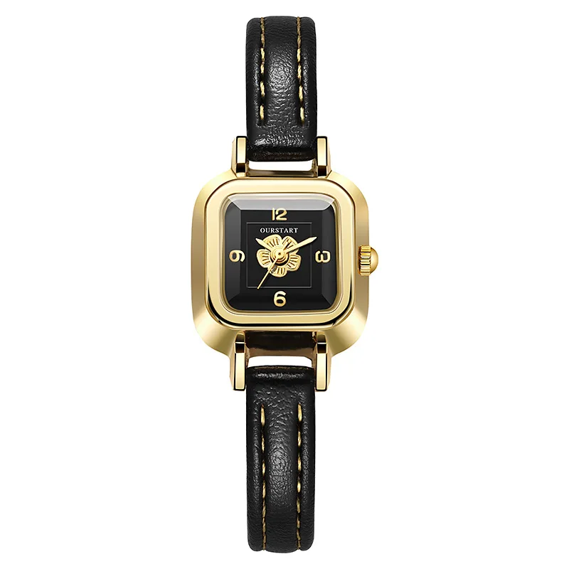 Top New Fashion Women Luxury Watches Ladies Orologi Da Polso Donna Flower Leather Square Quartz Watch Per Regali Relogio Feminino