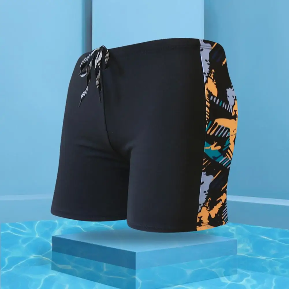 Inner Drawstring Mid-rise Swimming Trunks Lining Elastic Waistband Beach Shorts Men Shark Print Swim Shorts Beachwear