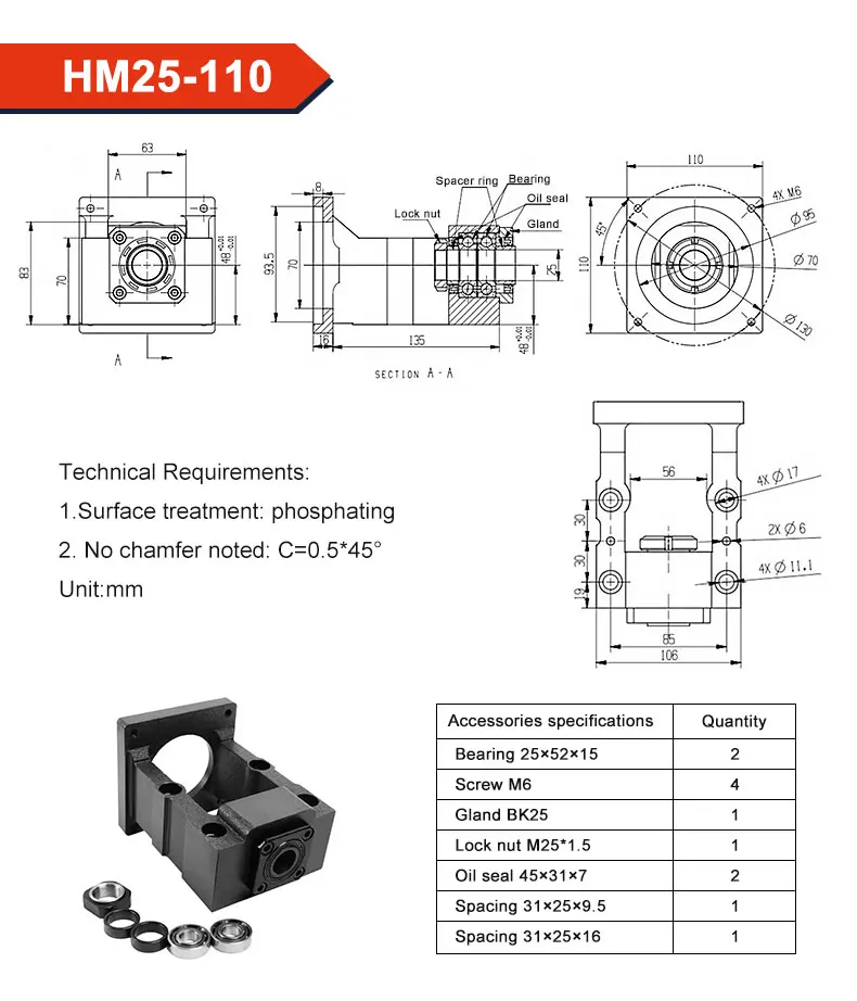 HM Stepper Servo Motor Base Feste Basis Kugelumlaufspindel Motor Integrierte Basis 12-57 12-60 15-57 15-60 15-80 15-86 – Detail 20