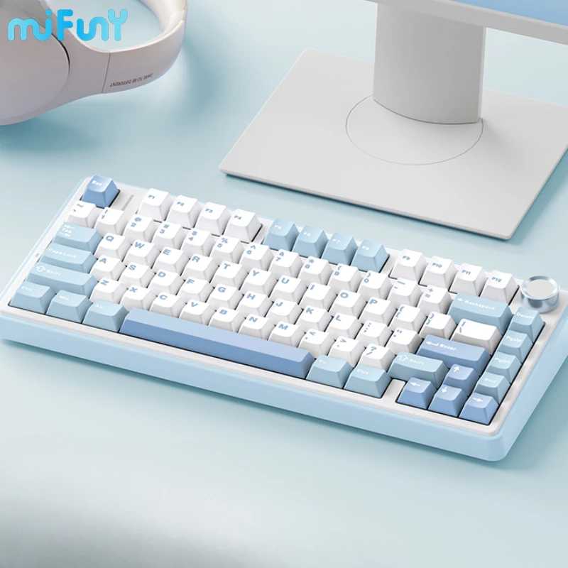 

MiFuny 75% Wireless Mechanical Keyboard Bluetooth 80 Keys Hot swap Tri Mode RGB Backlit Gaming Keyboards for Windows Macos IOS