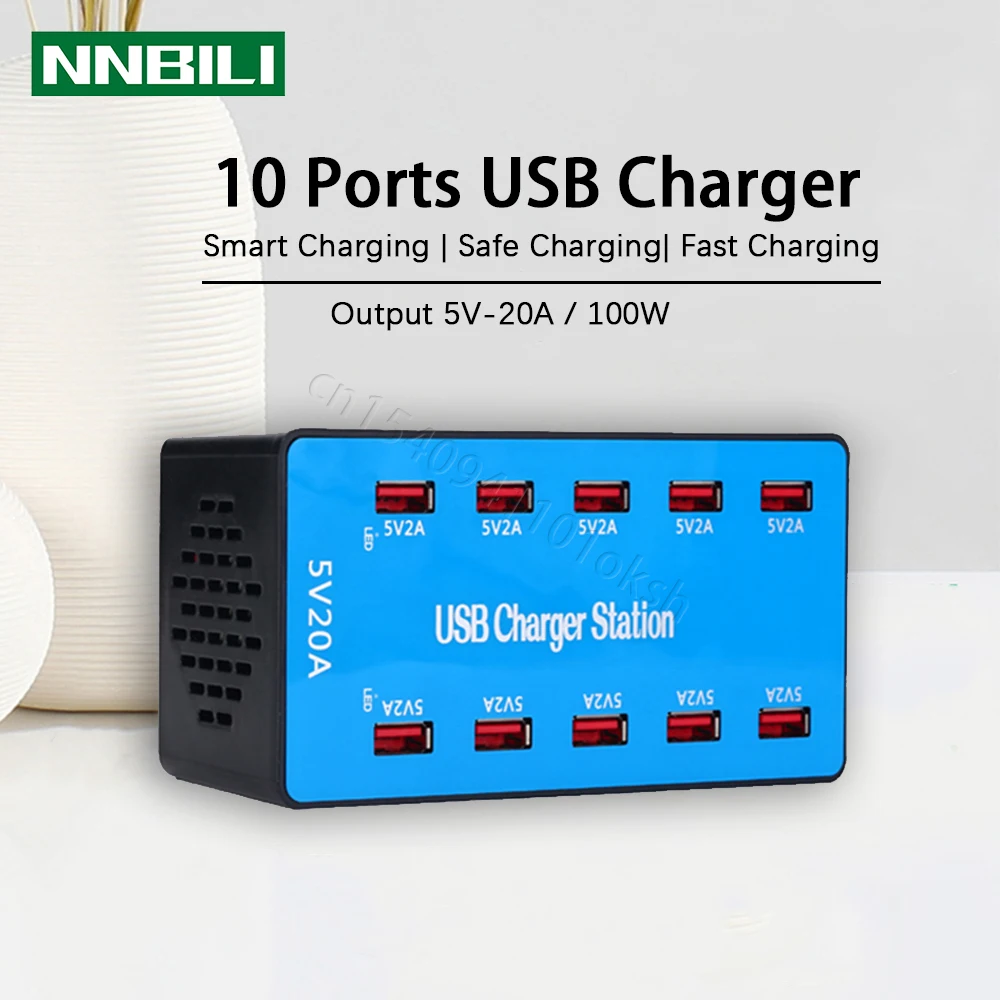 

100W 10 Ports USB Charger For Android iPhone Adapter HUB Charging Station Dock Socket Phone Charger Multi USB Charger Station