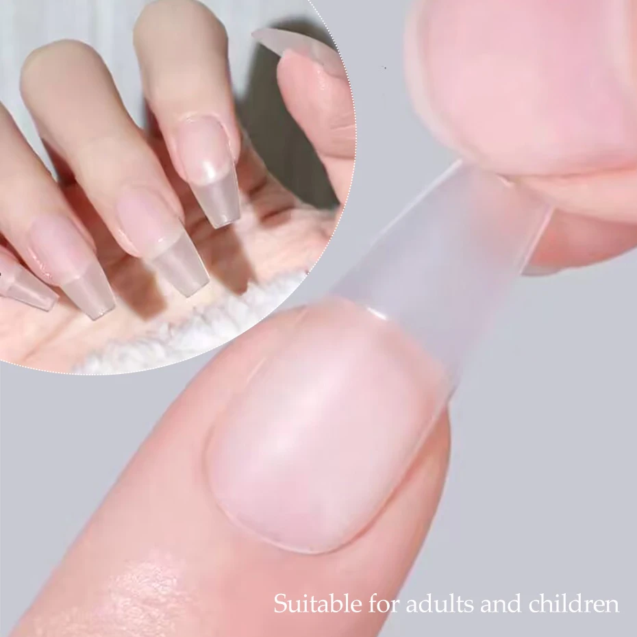 300pcs Nail Art Press on False Nail Matte Clear Full Cover Coffin Square Almond Short Fake Nail Gel Tips Manicure Extension Tool