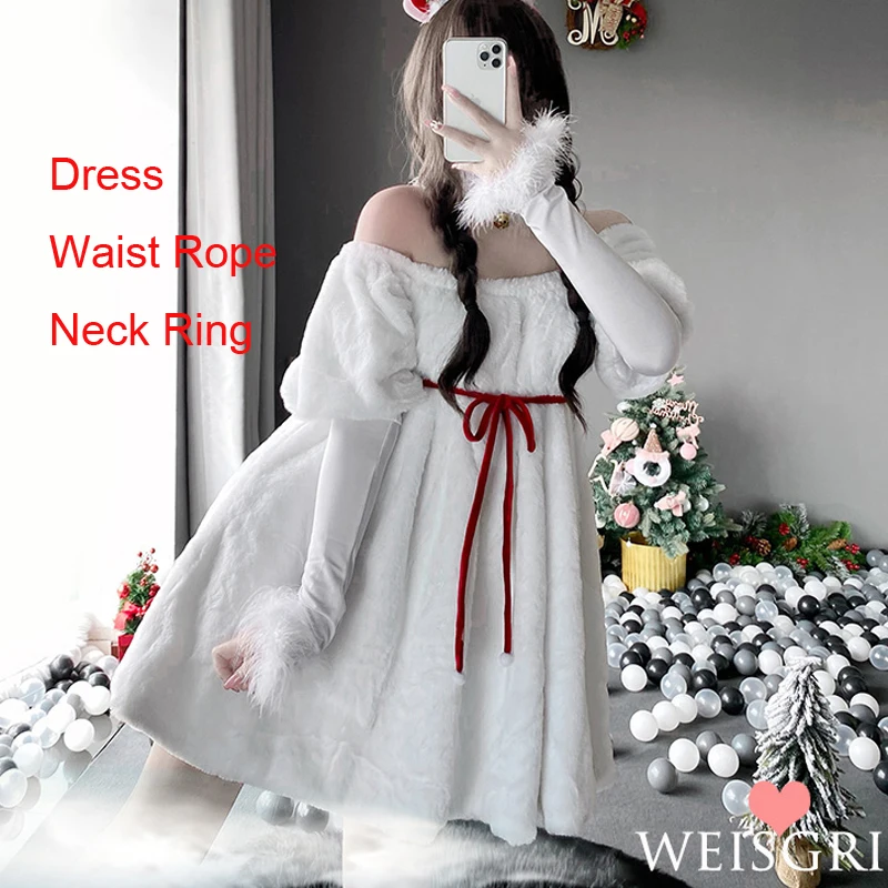 thumbnail image 1 of Disfraz de Papá Noel femenino de AniLV para fiesta de Navidad, vestido rojo de alce de nieve para niña, capa, pijama sexy, disfraz de Cosplay, 1 of 4