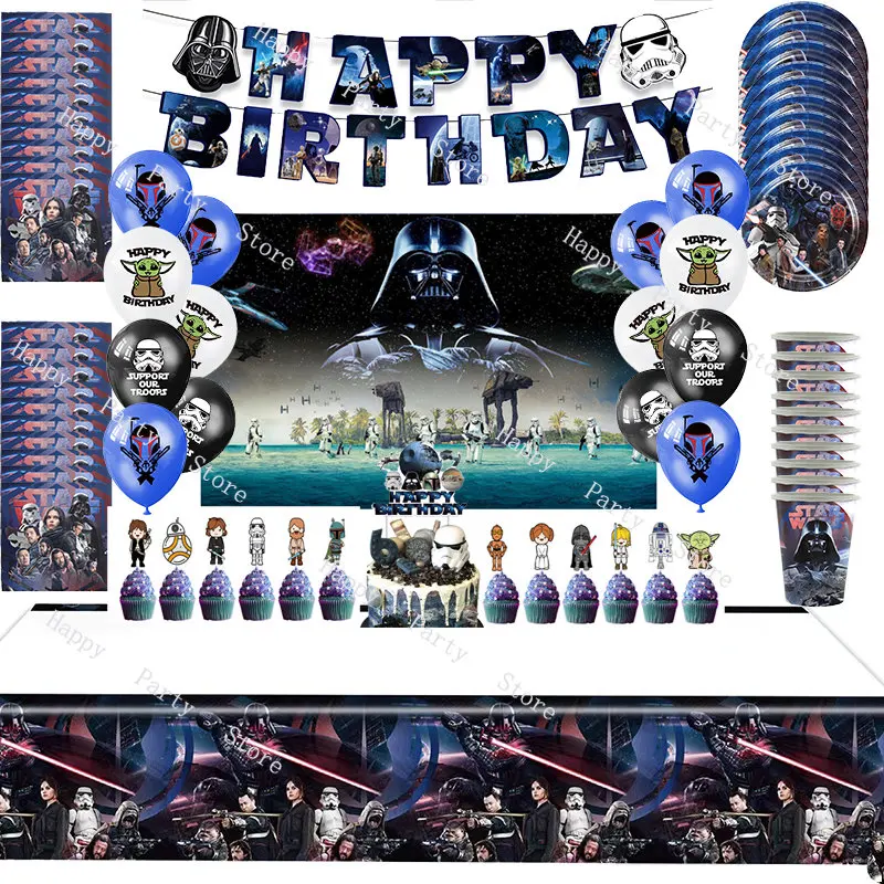 

Stars War Birthday Party Decoration Yoda Balloon Backdrop Banner Cake topper Party Supplies Baby Shower