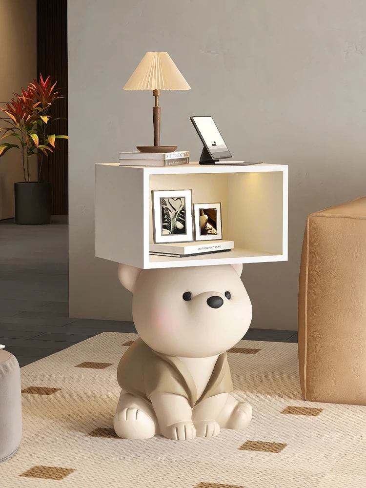 Cartoon Bear Statue Nightstand Children's Room Bedside Storage Cabinet Creative Bedroom Furniture Bedside Table Home Accessories