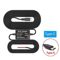 Universal Car Dash Cam Hardwire Kit with 3.2m Power Cable and USB Charger (USB - Type - C)