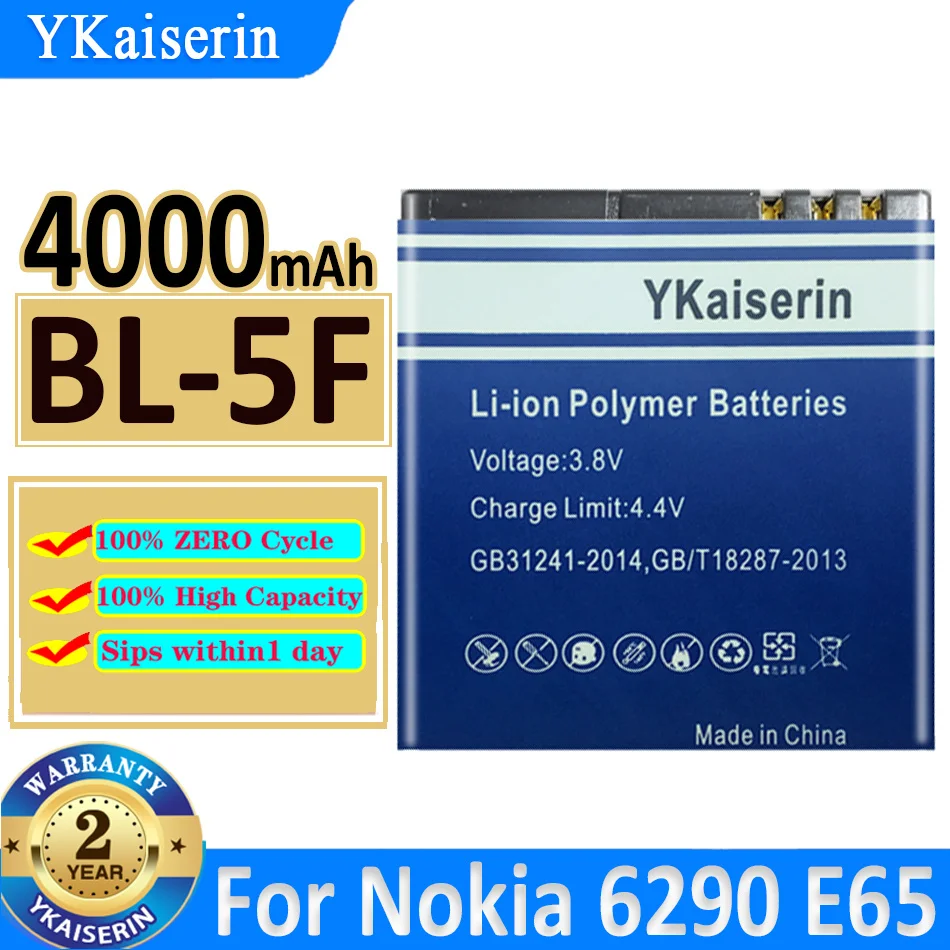 Ykaiserin Sostituzione 4000Mah Bl-5F Bl5F Batteria Ricaricabile Batterie Del Telefono Per Nokia 6290 E65 N93I 6210 N96 6210S 6710N N95