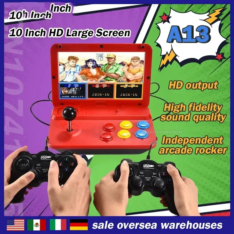 New Powkiddy A13 10 Inch Large Screen Detachable Joystick Retro Game Players High-definition Retro Mini Game Machine Gift