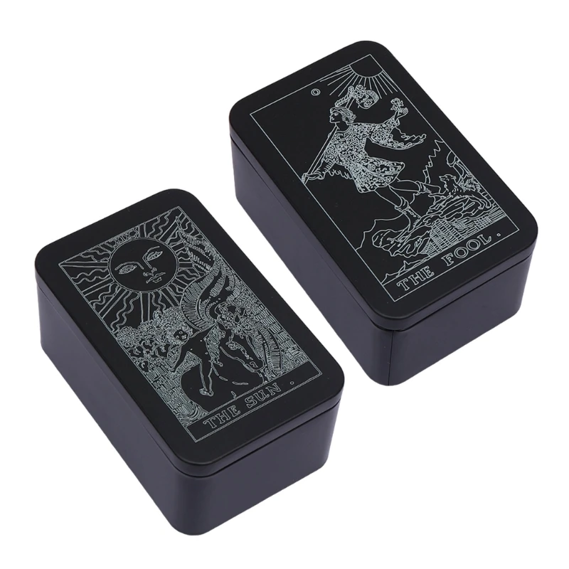 

Playings Cards Box Trading Card Case Tarots Storage Can Card Organizers Card Case Empty Metal Storage Box for Game Cards