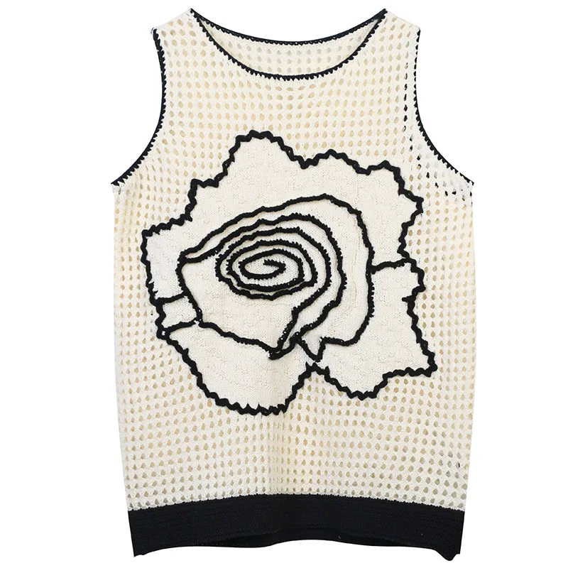 

Hollow Out Crocheted Tank Tops Women 2022 Summer Vest Floral Sleeveless Pullover Sweater Knitted Vest Women Cami