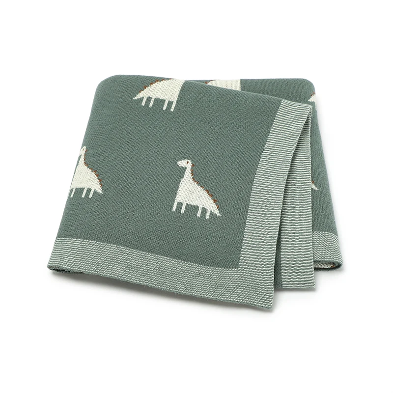 Baby Blanket Cotton Knitted Newborn Stroller Swaddle Cover 90*70CM Plaid Infant Bedding Quilt Dinosaurs