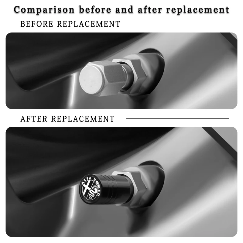 4Pcs Car Tire Valve Stems Cap Aluminum Wheel Stem Air Caps For Alfa Romeo Giulia Stelvio MiTo Giulietta Tonale ALFA 4C Disco 2