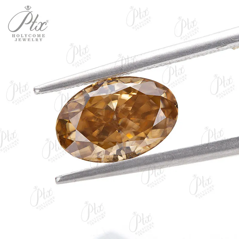 Moissanite Taglio di ghiaccio tritato Champagne Ovale Top VVS1