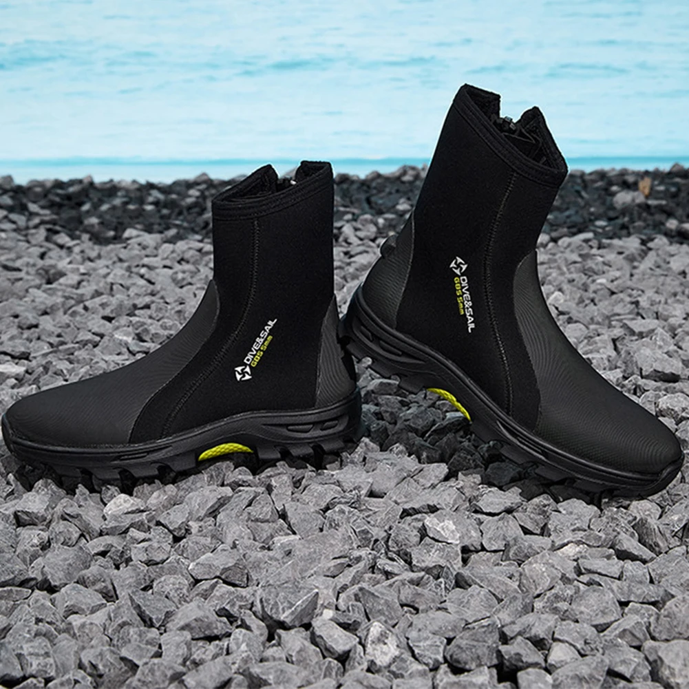 1Pair 5MM Outdoor Hard Sole Hiking Shoes Anti Slip Surfing Diving Boots Wear-resistant High Top Wading Shoes for Snorkeling
