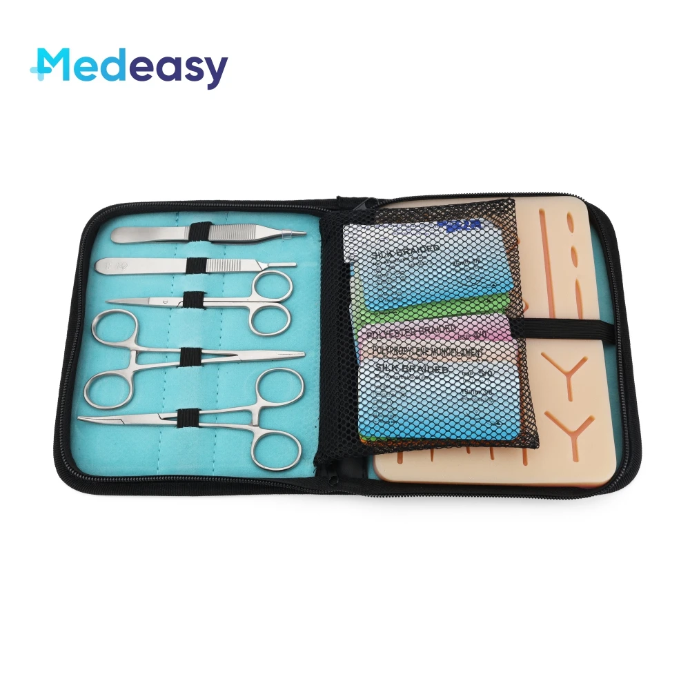 Kit de pratique de suture pour les étudiants en formation de suture |  Aiguille, filetage, plaies pré-coupées pour l'éducation, urgence de