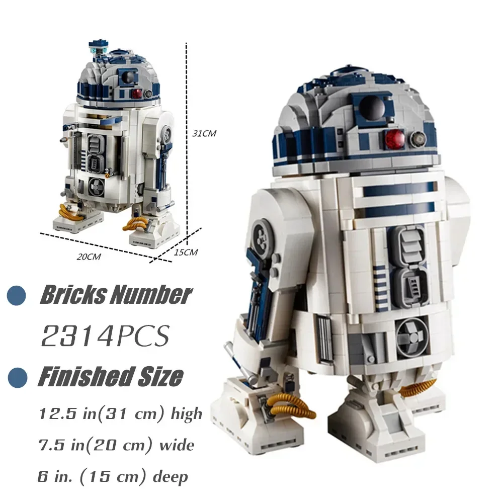 

Детский конструктор 3D 75308, новинка, подходит для 2314 шт., модель R2-D2 Robot Star Space Union, строительные блоки, кирпичи для мальчиков, подарок на день рождения, игрушка для детей